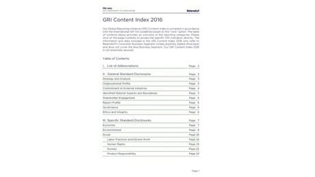 G4 brochure for new reporters GRI G4 index This report has been prepared based on GRI's G4 Guidelines to describe more directly our material issues and our performance and initiatives. We declare this report to be in accordance with the G4 Guidelines at a core level.