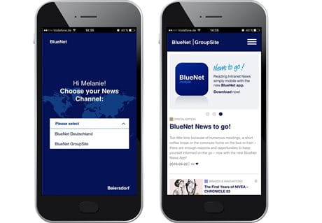 Screenshots der BlueNet App
