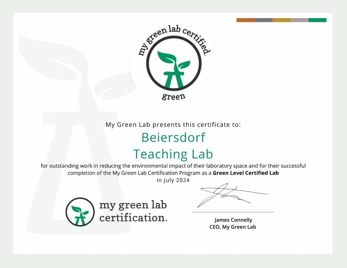 Green Lab Certification für das Beiersdorf Teaching Lab.