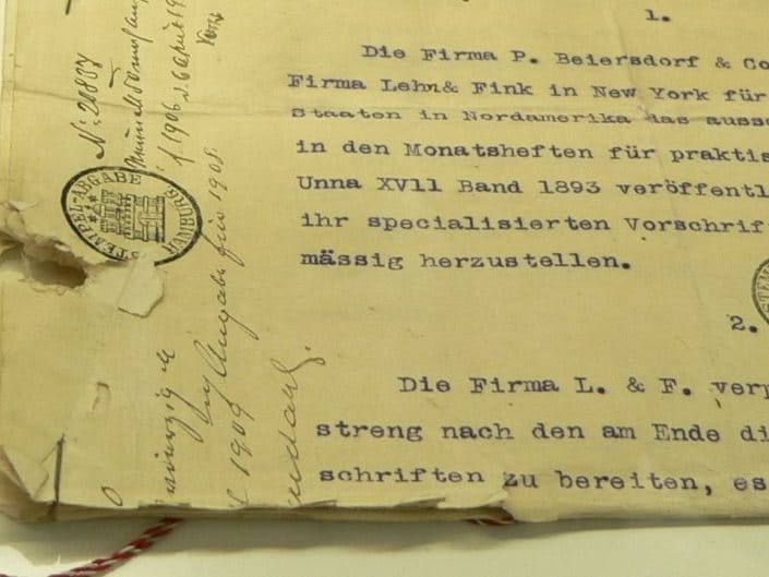 Cooperation agreement with US trading company Lehn & Fink from 1893