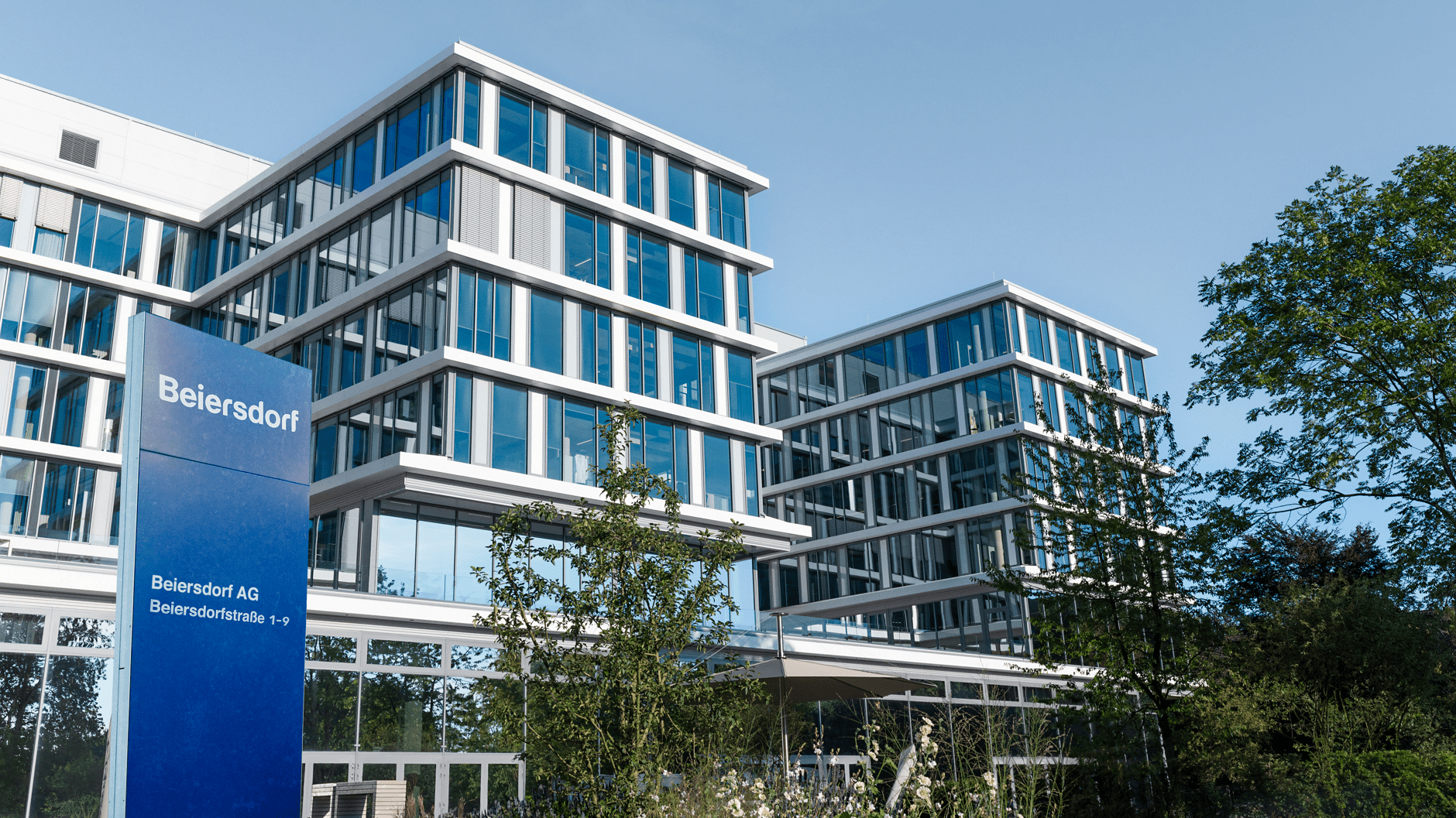Beiersdorf building entrance with company sign